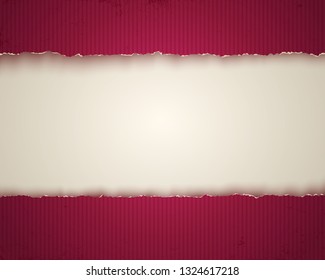 Vector vintage red background with torn old paper. White and torn old paper 