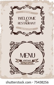 Vector vintage restaurant retro frame background paper old