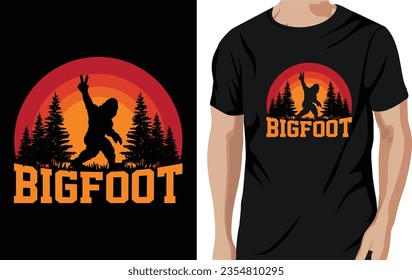 Vector vintage retro background bigfoot tshirt or poster design