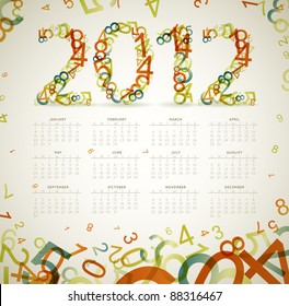Vector Vintage retro calendar for the new year 2012 with numbers