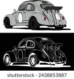 vector vintage retro car drawing illustration, car t shirt design