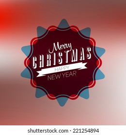 Vector vintage retro christmas label on blurred background