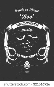 Vector vintage retro grunge label design elements halloween party