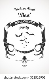 Vector vintage retro halloween party label design elements