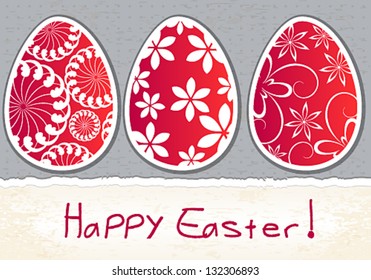 Vector vintage, retro, hand drawn style beautiful Easter eggs illustration