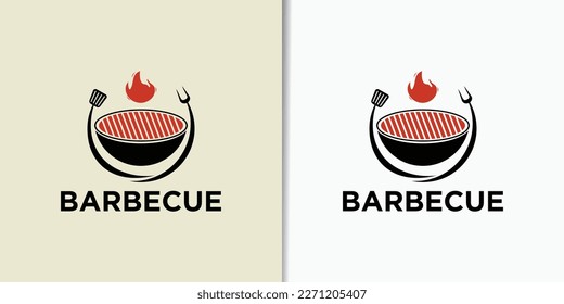 Vector vintage retro rustic BBQ grill barbecue barbecue logo