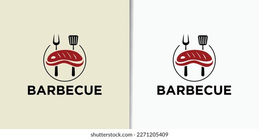 Vector vintage retro rustic BBQ grill barbecue barbecue logo