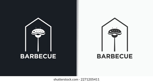Vector vintage retro rustic BBQ grill barbecue barbecue logo