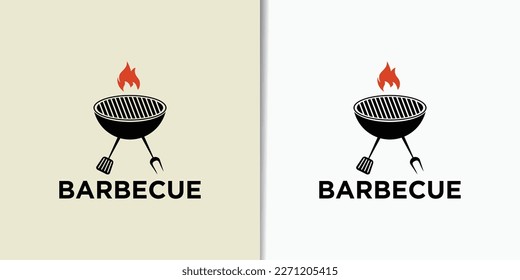 Vector vintage retro rustic BBQ grill barbecue barbecue logo