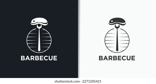 Vector vintage retro rustic BBQ grill barbecue barbecue logo