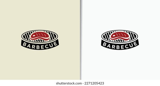 Vector vintage retro rustic BBQ grill barbecue barbecue logo