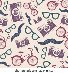 vector vintage, retro seamless hipster background