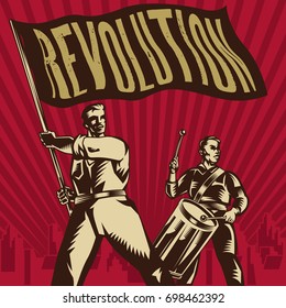 Vector vintage revolution poster. Isolated artwork object. Suitable for and any print media need.