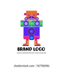 Vector vintage robot logo. Logo for vintage toy shop