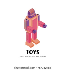 Vector vintage robot logo. Logo for vintage toy shop