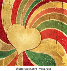 vector vintage romantic grunge background with heart