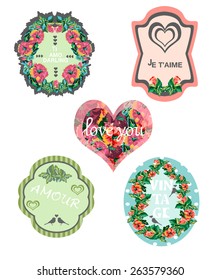 vector vintage romantic labels set1