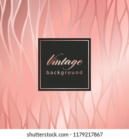 Vector vintage rose gold card with seamless damask pattern EPS 10