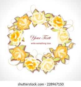 Vector vintage roses round frame with space for the text.