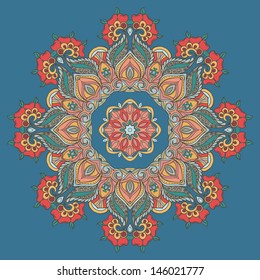 Vector Vintage Round Floral Ornament