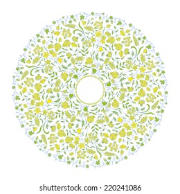 Vector vintage round floral pattern for print, embroidery.