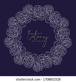 Vector vintage round frame with flowers icon. Floral wreath. Good for wedding card, invitation, greetings.
