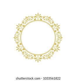 Vector vintage round gold frame Set of templates for your design.Vintage cover. Logos and monograms of fine calligraphic lines. Frame and cover in a luxurious style. Place for text.