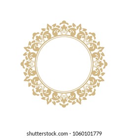 Vector vintage round gold frame Set of templates for your design.Vintage cover. Logos and monograms of fine calligraphic lines. Frame and cover in a luxurious style. Place for text.