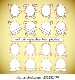 vector vintage round vignette / frame with ribbons for photographs
