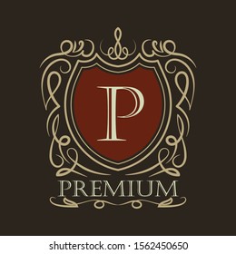 Vector vintage royal shields. Antique heraldry. Decorative decoration. Luxury frame.