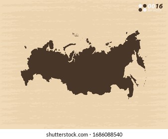 Vector vintage of Russia map on old paper background.