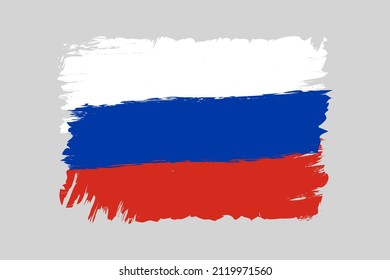 Vector vintage Russian flag. Vector icon of flag of Russia in grunge style
