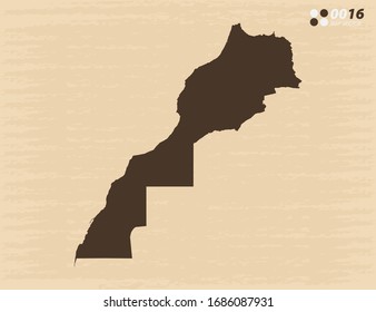 Vector vintage of Sahara map on old paper background.