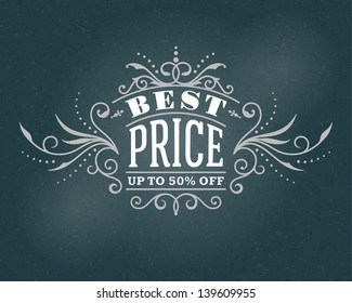 Vector Vintage Sale Best Price Sign And Antique Frame Design Element