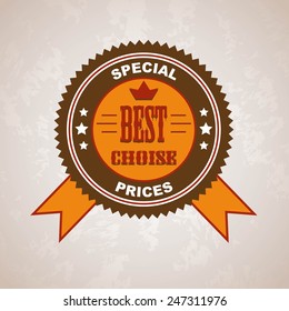 Vector vintage sale label and ribbon Best choise special prices illustration
