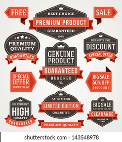 Retro Banners Set Labels Stickers Stock Vector (Royalty Free) 137487647 ...