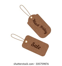Vector vintage sale tags from grunge cardboard for Black Friday. Element for your designs, projects, promotional sales and other your projects. Just write your text.