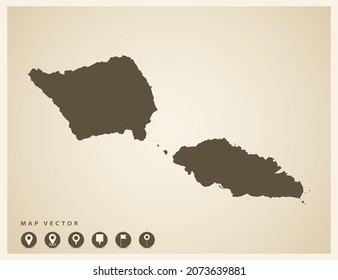 Vector vintage of Samoa map on old background.