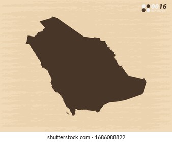 Vector vintage de Arabia Saudita mapa sobre viejos antecedentes de papel.