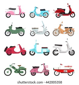 Vector vintage scooters retro motorbike