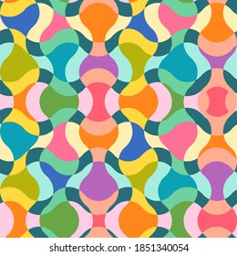 Vector vintage seamless abstract psychedelic wave pattern. Vector pattern for holidays in retro style. Retro abstract psychedelic texture.