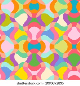 Vector vintage seamless abstract psychedelic pattern. Vector pattern for holidays in retro style. Retro abstract psychedelic texture.