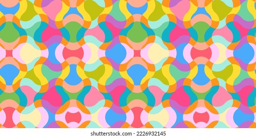 Vector vintage seamless abstract psychedelic pattern. Vector pattern for holidays in retro Groovy style. Retro abstract psychedelic texture.