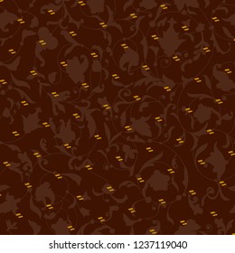 Vector vintage seamless backdrop with floral retro elements