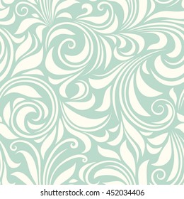 Vector vintage seamless blue and white floral pattern.