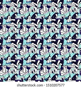 Vector. Vintage. Seamless Doodles white, neutral and black on colors. Stylish fabric pattern.