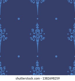 Vector vintage seamless ethnic pattern image lizards in Maori style