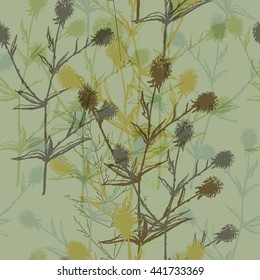Vector vintage seamless floral pattern. Meadow. Herbs. Eps 10.