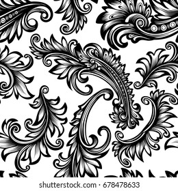 Vector vintage seamless floral pattern in baroque style