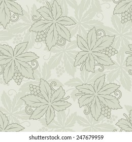 Vector vintage seamless with grapes and leaves